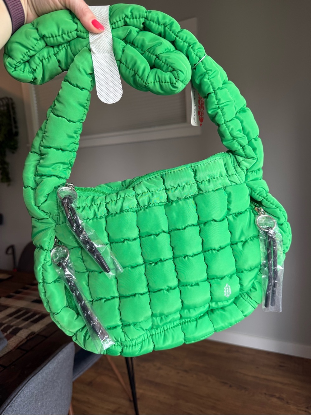 NWT Free People Movement Kelly Green Quilted Puffer Shoulder Bag - Women